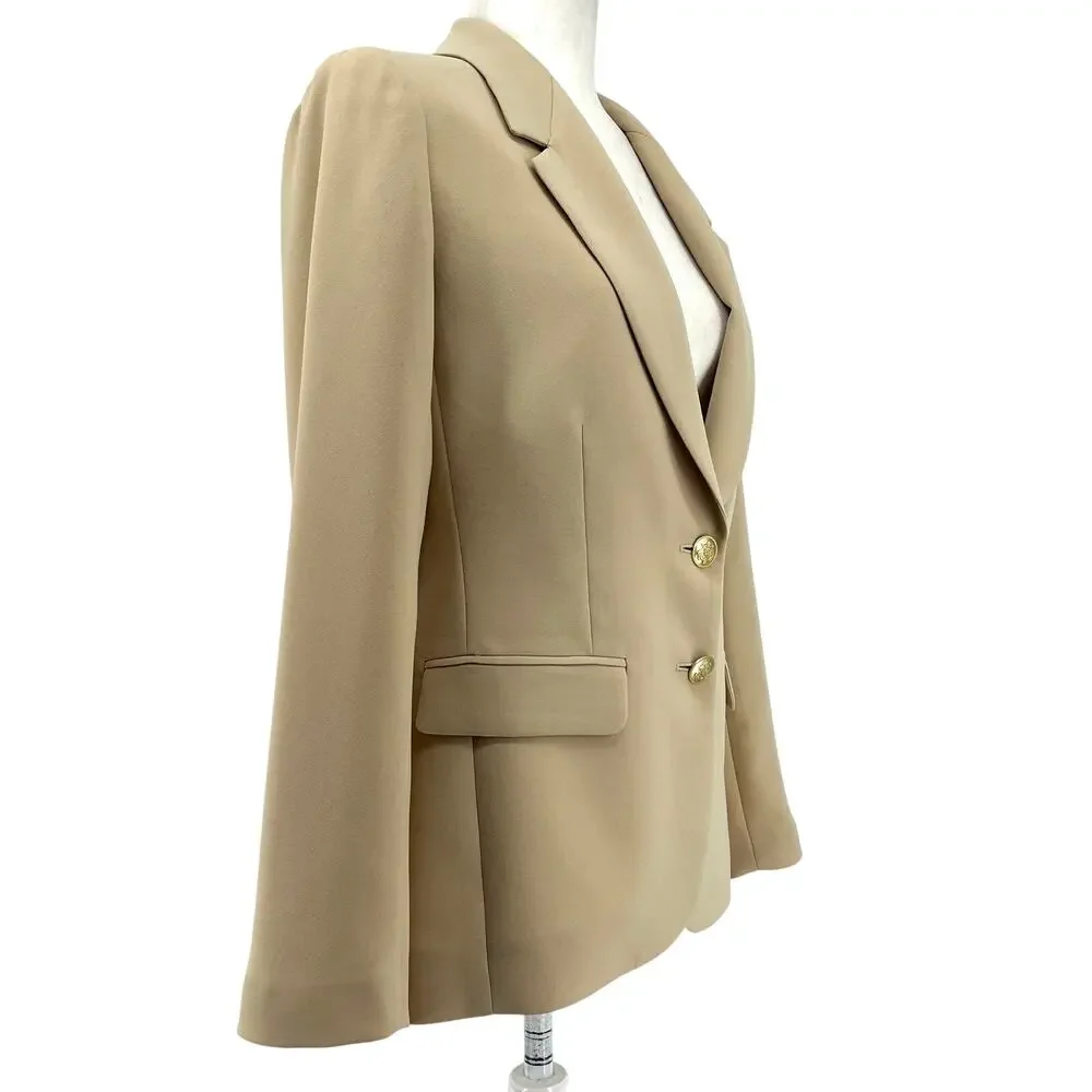 J. Crew Willa Polyester Lined Cream Jacket‎ Blazer Pockets Gold Buttons 4